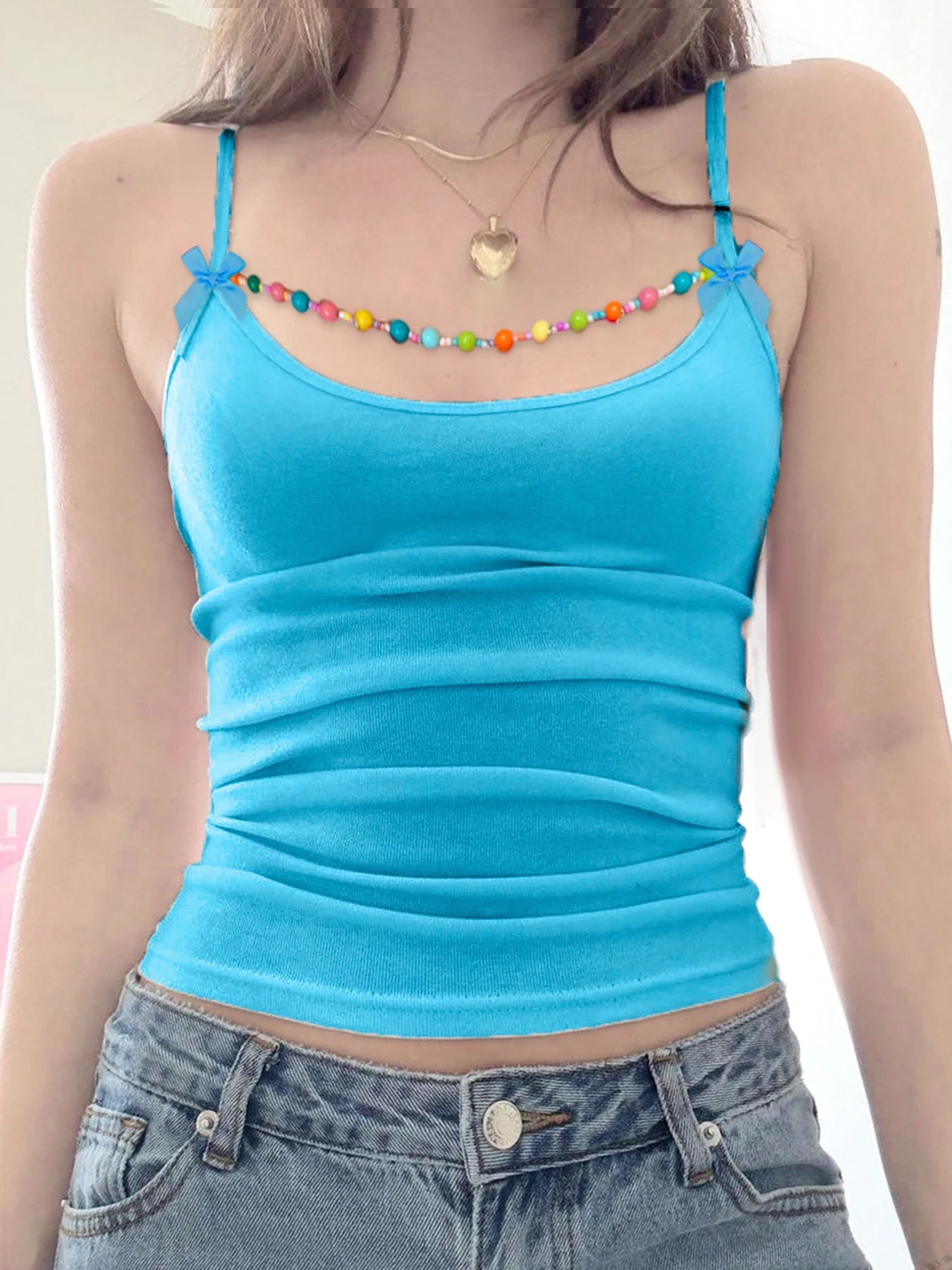 Cyflymder  Basic Sexy Slim Camis Tops Casual Bow Beads Slash Neck Sleeveless Tank Tops Women 2025 Summer Fashion Streetwear Ladies