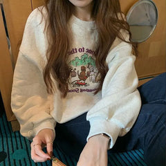 Cyflymder  American Fashionable Printed Sweatshirts Women's Clothing Casual O-Neck Autumn Winter New Fleece Loose Basic Long Sleeve Hoodies