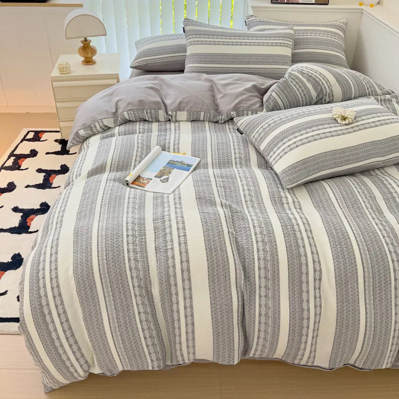 Cyflymder  Class A 60S Pure Cotton Bedding Sets Jacquard Cotton Skin Friendly Comforter Set Girl Style Duvet Cover Set for Queen King Size