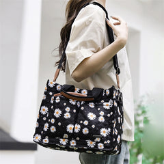 Cyflymder  Cute Floral Print Diaper Bag Tote with Shoulder Strap and Large Capacity for Mom and Baby Essentials on the Go