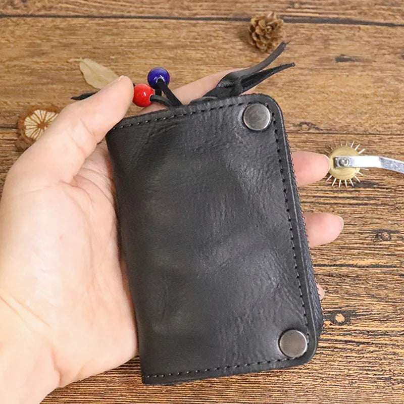 Cyflymder  Genuine Leather Key Wallet Men Car Key Holder Zipper Key Case Top Quality Male Man Housekeeper Waist Hanging Keys Organizer