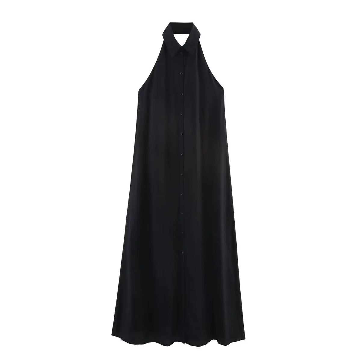 Cyflymder  Women's new summer linen black halter neck casual loose robe dress sexy strapless backless design personality fashion