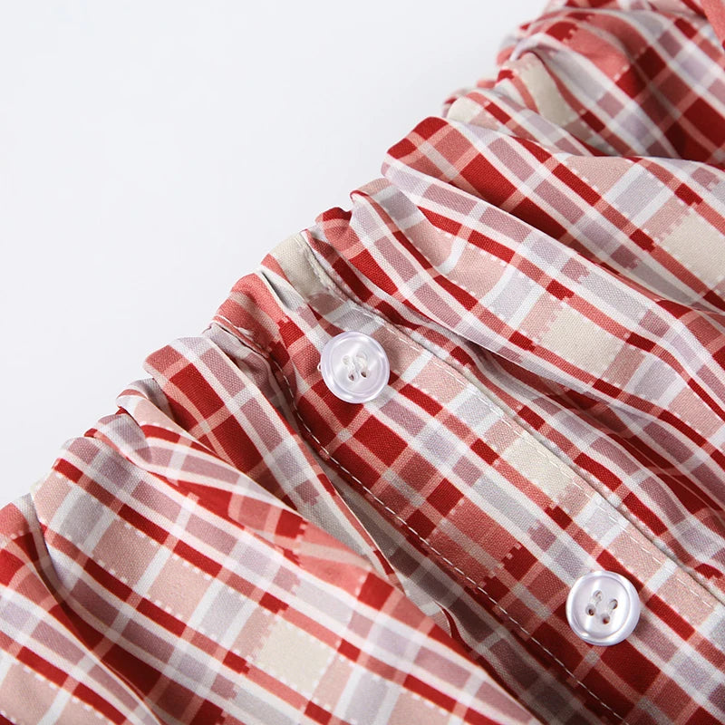 Cyflymder  Plaid Print Bud Skirt Tie-up Waist Single-breasted Decorate A-line Mini Skirts Y2K Aesthetic Low-rise Bottoms Cute Wome
