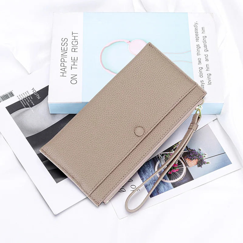 Cyflymder  Genuine Leather Women Long Wallet Female Wallets Ladies Clutch Cow Leather Coin Purse Credit Card Holder Wrist phone purse