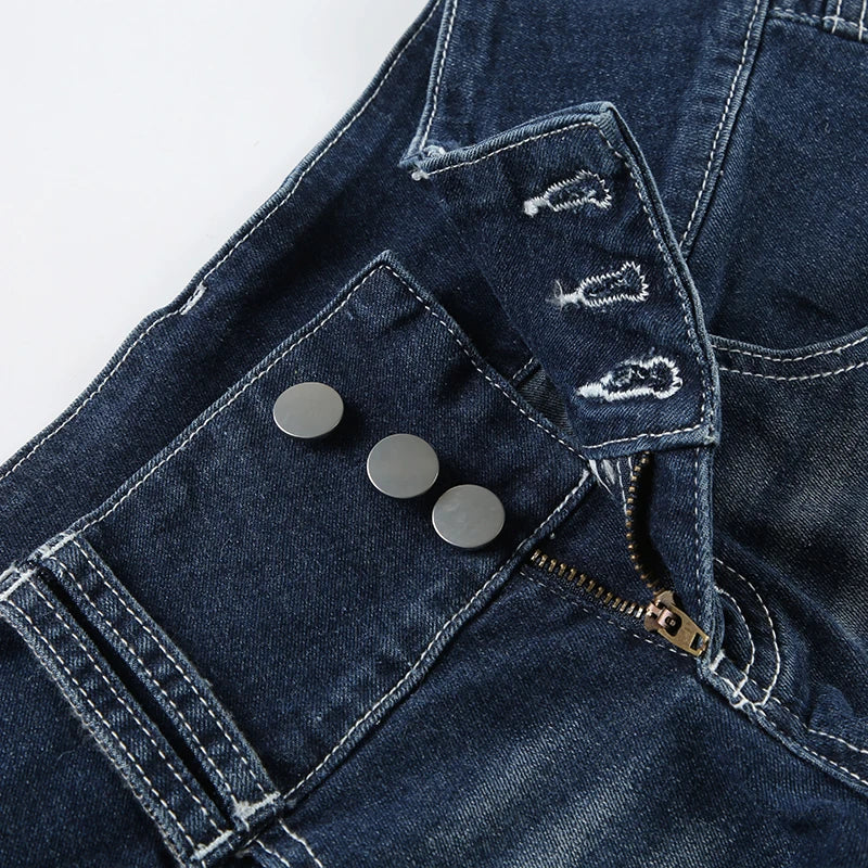 Cyflymder  Retro Low-waist Breasted Button Denim Shorts Y2k Slim Jean Hot Pants Summer Women 2000s Grunge Kpop Japanese Gyaru 2025