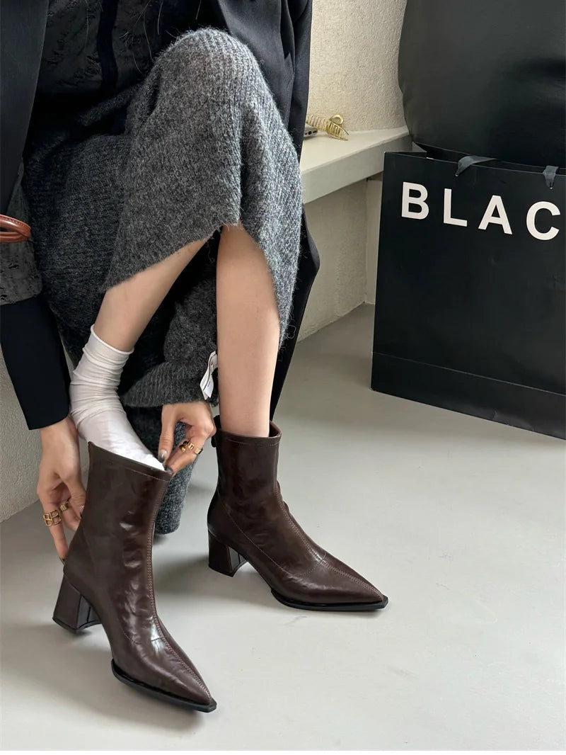 Cyflymder  High Heel Pointed Toe Women Ankle Boots Ladies Elegant Slim Short Booties Autumn Winter Womem's Shoes