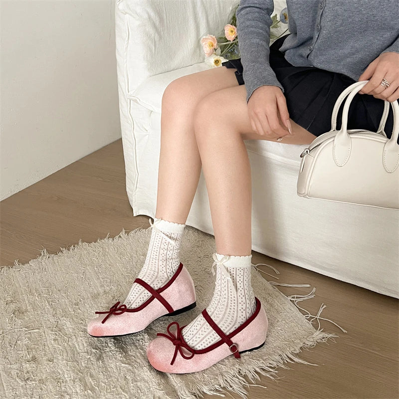 Cyflymder Bow Women Mary Jane Shoes Flats Designer Shallow Women's Sandals Fad Loafers Shoes Elegant Summer Dress New Mujer Zapatos