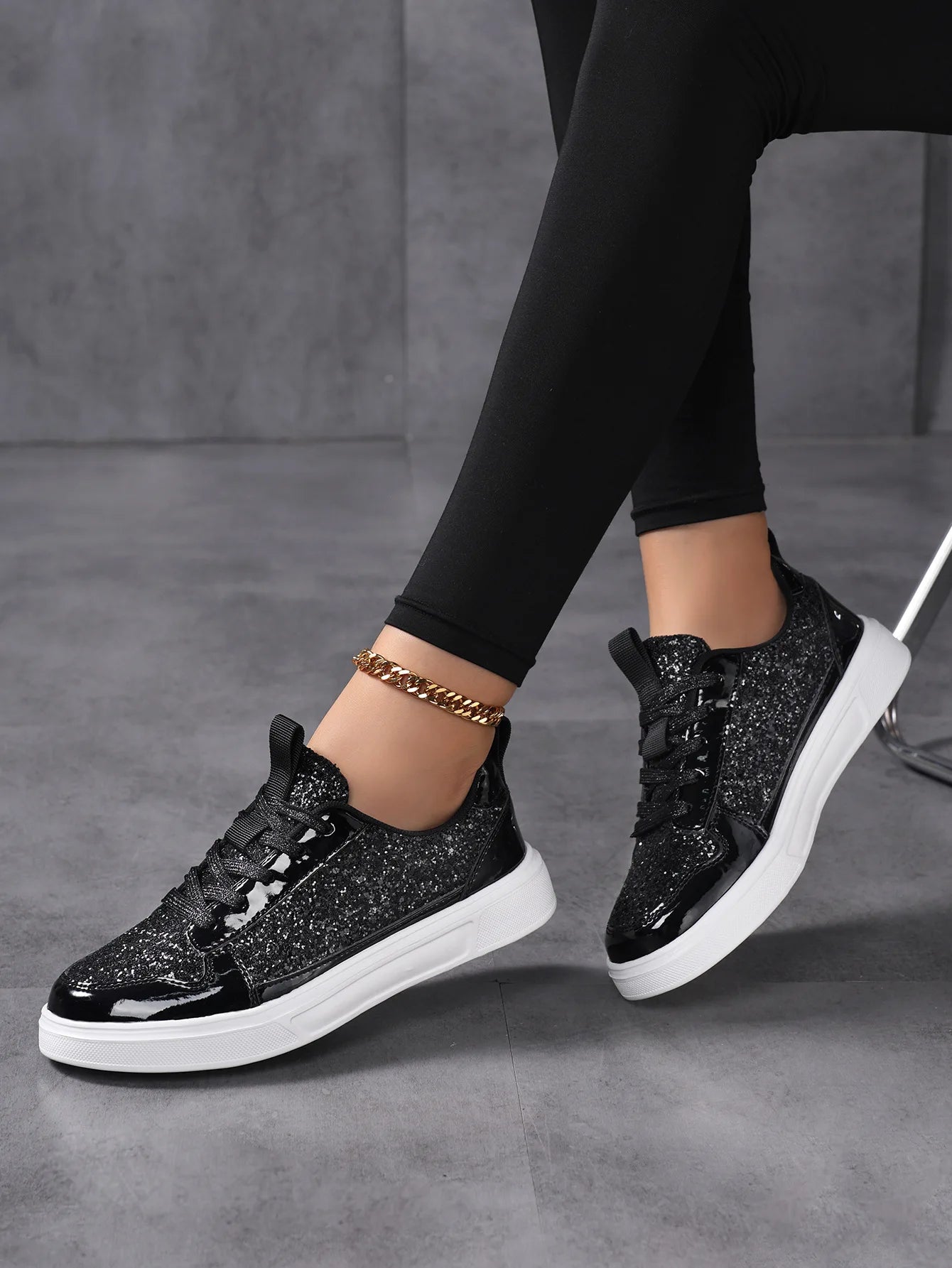 Cyflymder  Women's Patent Leather Shoes Woman Flat Sneaker Lace Up Designer Summer Ladies Comfortable Casual Footwear