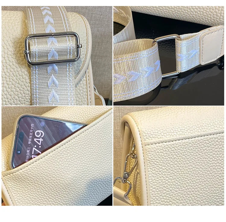 Cyflymder  Fashion Crossbody Bag For Women Small Flap Bag Wide Straps Female Shoulder Bag Casual Solid Color Lady handbag phone wallet