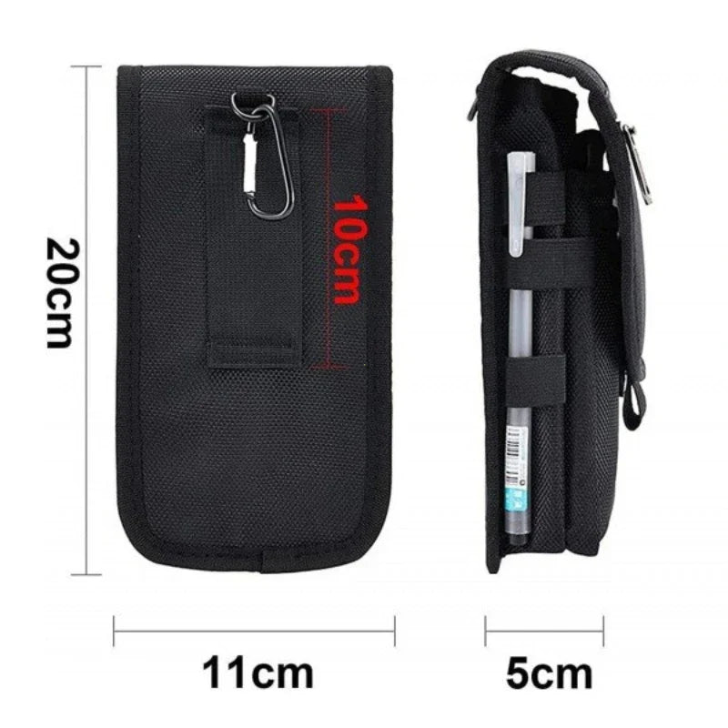 Cyflymder Flip Phone Bag with Three Compartments for Casual Pen Insertion and Waist Hanging Men's Belt Loop Pouch Large Capacity Wallet