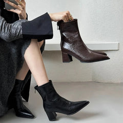 Cyflymder  High Heel Pointed Toe Women Ankle Boots Ladies Elegant Slim Short Booties Autumn Winter Womem's Shoes