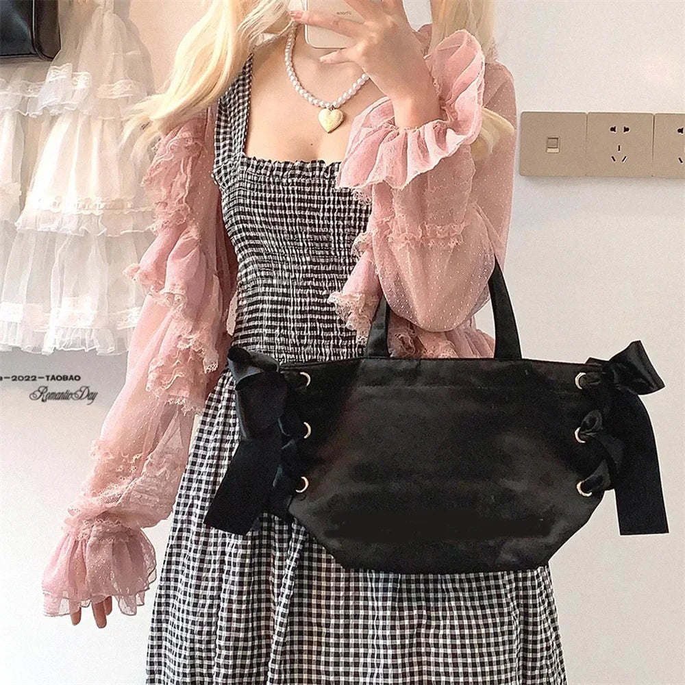 Cyflymder  See Through Long Sleeve Japanese Shrugs Autumn Mesh Ruffle Sweet Cropped Jacket Thin Air Conditioning Shirt Short Sun Protection