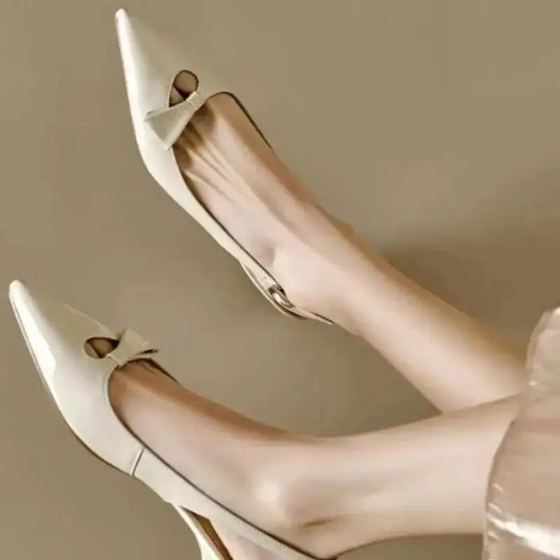 Cyflymder  Spring New Coarse Heel Shoes for Women Fashion Pointy Shallow Hollow Out A Word with Anti-slip Wear-resistant Low Heel Shoes