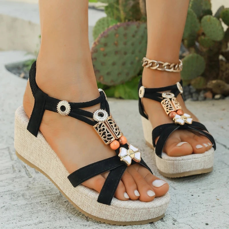 Cyflymder  New Women'S Sandals Heels Scandals for Women High Heels Open Toe Cover Heel Suede Sandals Women'S Platform & Wedge