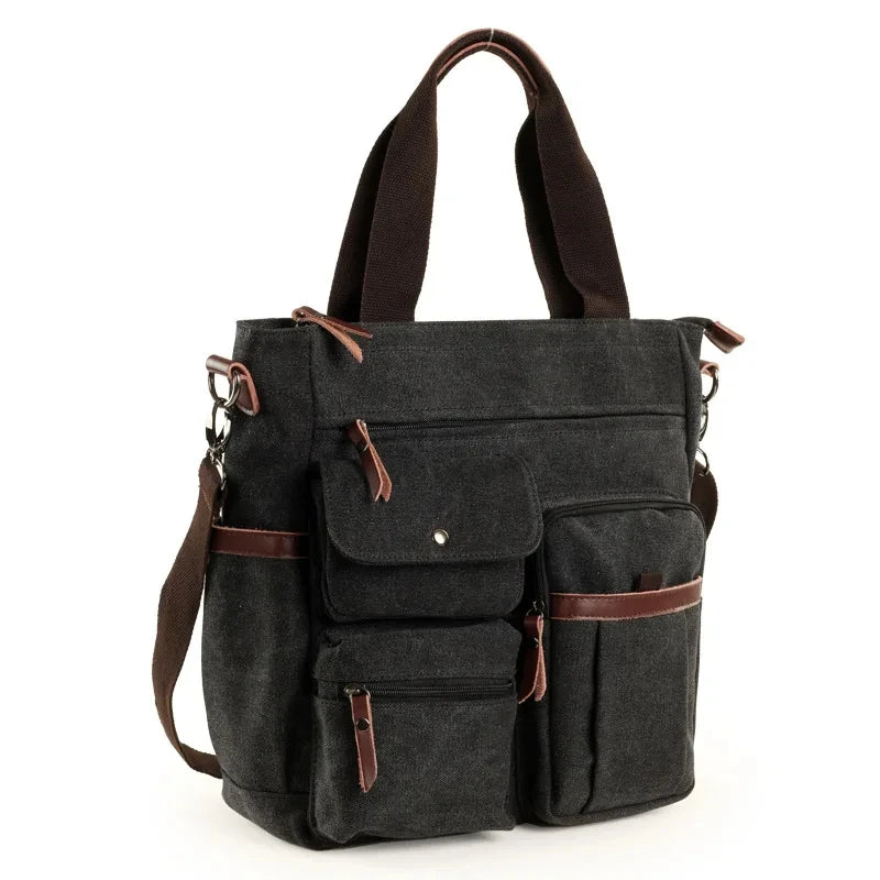 Cyflymder  Men Canvas Messenger Bag Crossbody Bags Unisex Sling Bag Shoulder Bag for Travel Work College Vintage Men's Handbags Briefcase