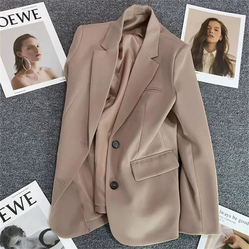Cyflymder  Khaki suit Jacket Women's New Spring Autumn 2025 Small Fragrance Style Suit Blazer Jackets Female Office Casual Outwear Top