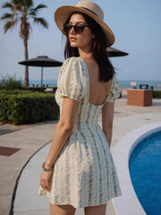 Cyflymder  Spring Summer Short Sleeve Elegant Mini Dress Women's Clothing Casual Party Work Evening Fashionable Pleated Dresses