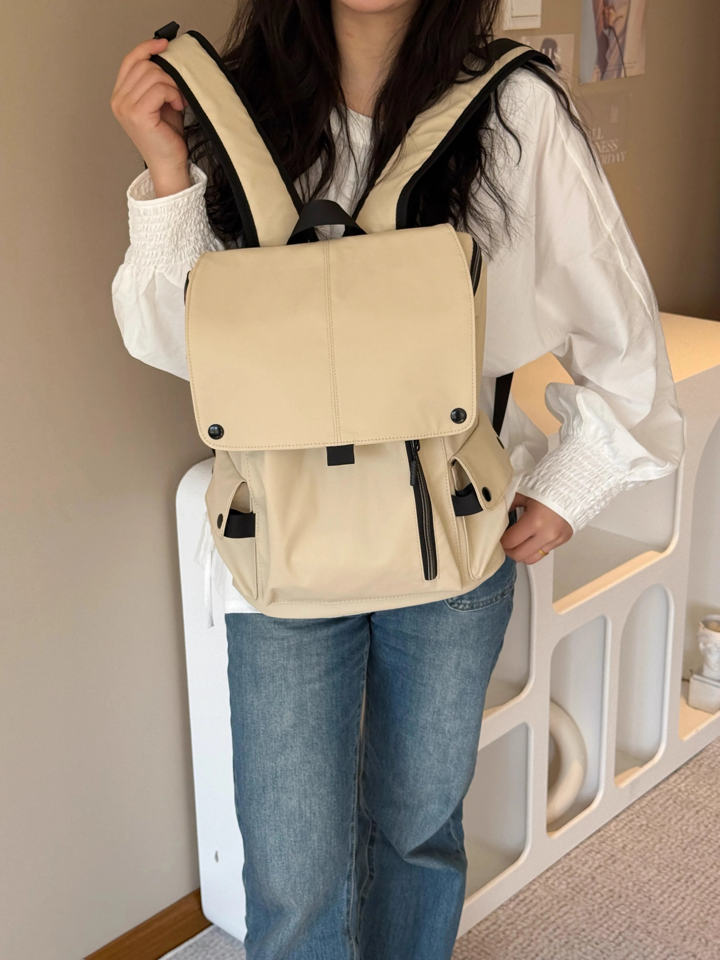 Cyflymder  Korean Y2k Aesthetic Simple Backpack Casual All Match Fashion Schoolbags Vintage Preppy Trendy Chic Backpacks for Women Students