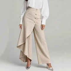 Cyflymder  Spring Women's Clothing Slim Fit Solid Color Casual Printed Button Front Pants For Woman Woven High Waist Full Length Thick
