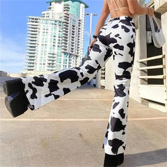 Cyflymder  Cow Print High Waist Straight Jeans Women New Comfortable Casual Denim Pants Female Four Seasons Trousers Trend Streetwear