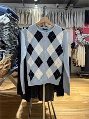 Cyflymder  Diamond Jacquard Button Sweater Coat Women Autumn New Casual Slim Cotton O-neck Casual Jumper Tops Sweet Preppy Style Cardigan