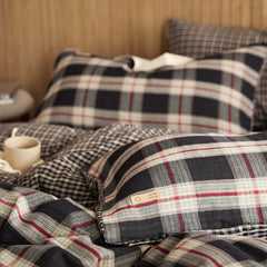 Cyflymder  4/6Pcs Black and White Plaid Stripe 100% Cotton Bedding Set Simple Nordic Style Queen KIng Size Duvet Cover Bed Sheet Pillowcase