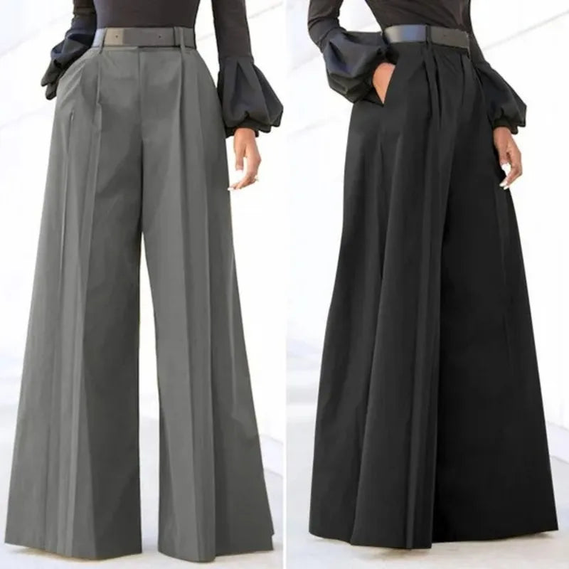Cyflymder  New High Waist Wide Leg Flare Pants For Women Fashion Elegant Party Palazzo Trousers Trendy Comfortable Stretchy Casual Office
