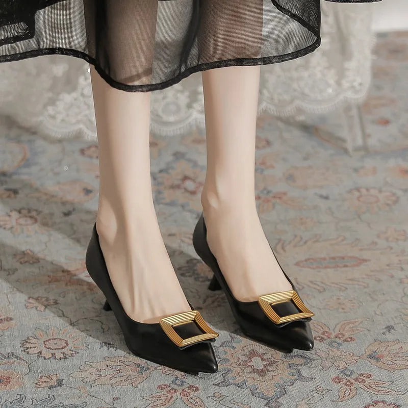 Cyflymder  Beige High Heels Shallow Mouth Branded Pumps Fine Heeled Shoes Sandals Ladies 2025 Slip On Pointed Wedge Lace-Up 12cm Fashion St