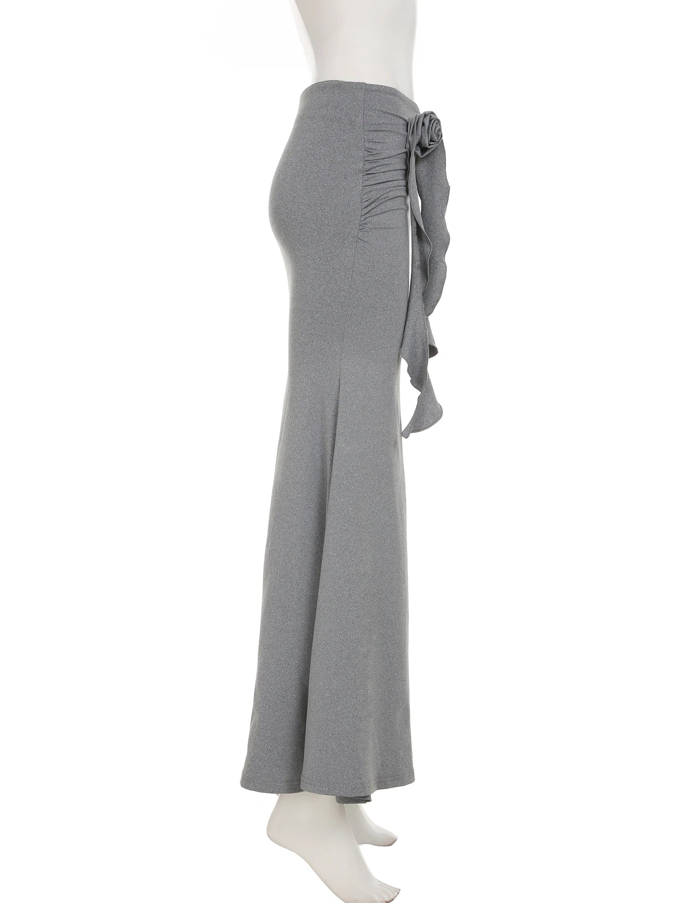 Cyflymder  Elegant Fashion Tie Flowers Bodycon Skirts Slim Folds Low-Waisted Maxi Skirts Women 2025 Summer Fashion Streetwear Lady