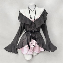 Cyflymder  Japanese Kawaii Shorts Sets Casual Cardigan Sweet Print Strap Tops Harajuku Y2k Shorts Female Elegant Lolita Outifits Set