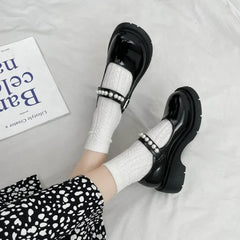Cyflymder  Autumn New Fashion large size French style retro small Leather shoes Women's Casual Comfortable one-word thick-soled single sho