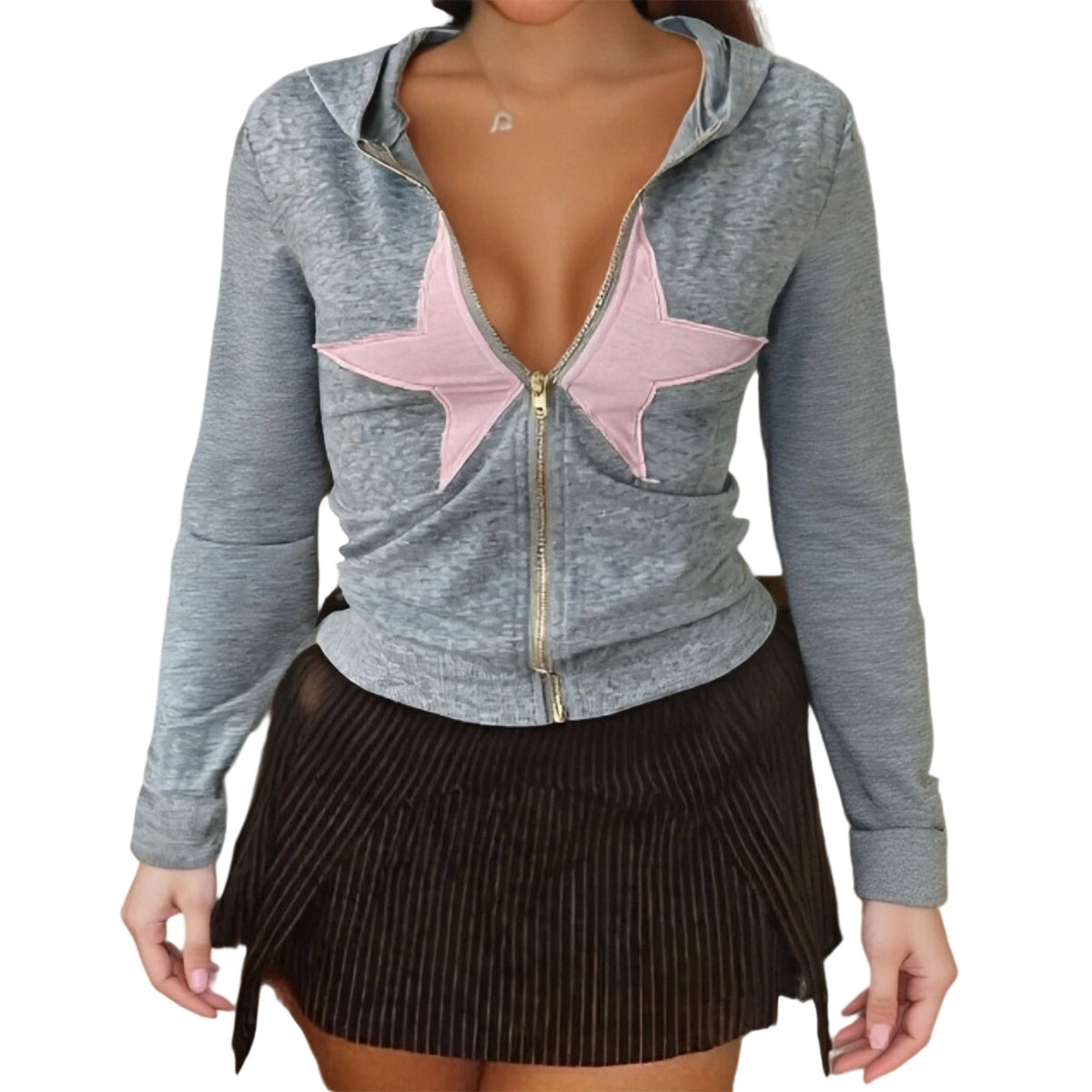 Cyflymder  Women s Casual Hooded Sweatshirt Long Sleeve Pullover with Drawstring Hoodie and Star Graphic Print Streetwear Fashion Top