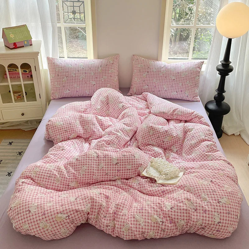 Cyflymder  Grade-A Double-Layer Yarn Pure Cotton Bedding Set Single Double High-Quality Bedsheet Kit Skin Friendly Ultra Soft Quilt Set