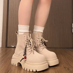 Cyflymder  British style Height Increase  Women Ankle Boots Fashion Non Slip Ladies Platform Mordern Booties