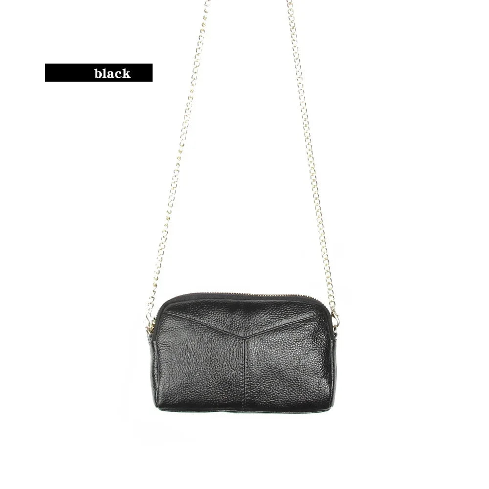 Cyflymder  Genuine Leather Women Wallet Long Zipper Wristlet Bag Chain messenger bag for female Cowhide Coin Purse Mobile phone bags