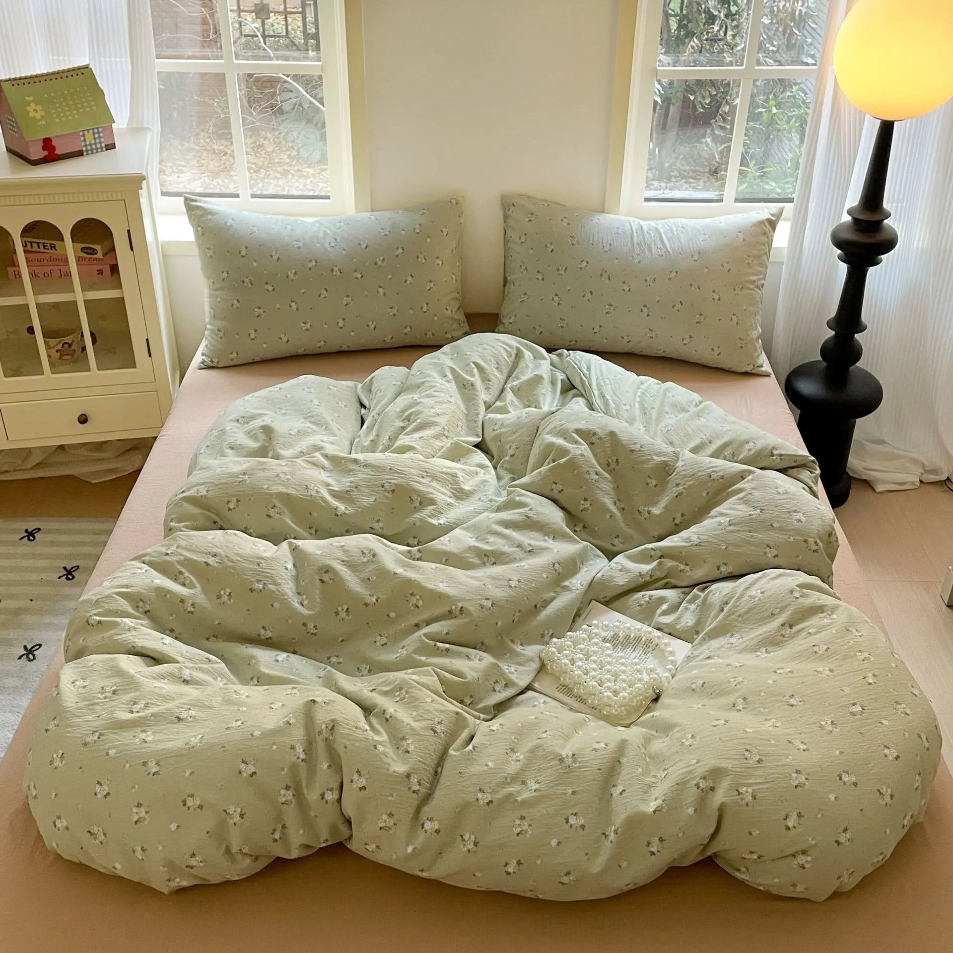 Cyflymder  Grade-A Double-Layer Yarn Pure Cotton Bedding Set Single Double High-Quality Bedsheet Kit Skin Friendly Ultra Soft Quilt Set