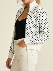 Cyflymder  Women s Cable Knit Pullover Sweater with Hooded Collar and Polka Dot Print Long Sleeve Winter Jacket for Fall