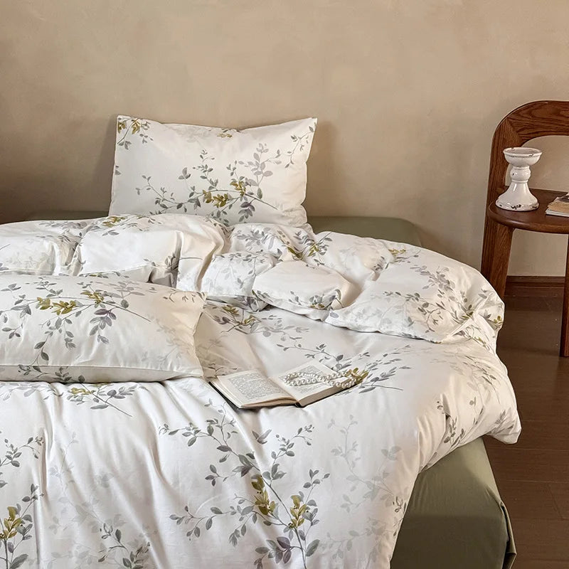 Cyflymder  New 100% Cotton Floral Print Bedding Sets Cozy Skin Friendly Soft Comforter Set Naked Sleeping Textile Supplies for All Seasons