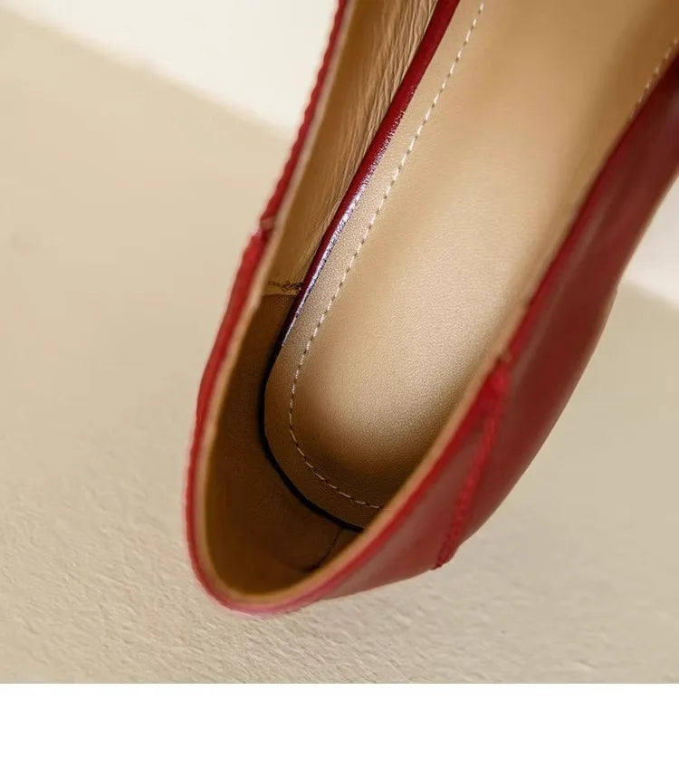 Cyflymder  Women's Mary Jane Shoes 2025 Spring Autumn New Fashion Buckle Strap Luxury Leather Shoes Comfortable Square Toe Party Sexy Pumps