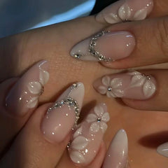 Cyflymder  24Pcs Short Almond Press on False Nails Frrench Nude Pink Shiny Cat-eye Minimalist Nail Tips Fashion Finished Manicure for Women
