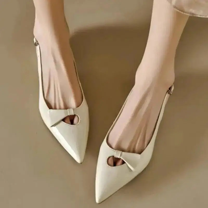 Cyflymder  Spring New Coarse Heel Shoes for Women Fashion Pointy Shallow Hollow Out A Word with Anti-slip Wear-resistant Low Heel Shoes