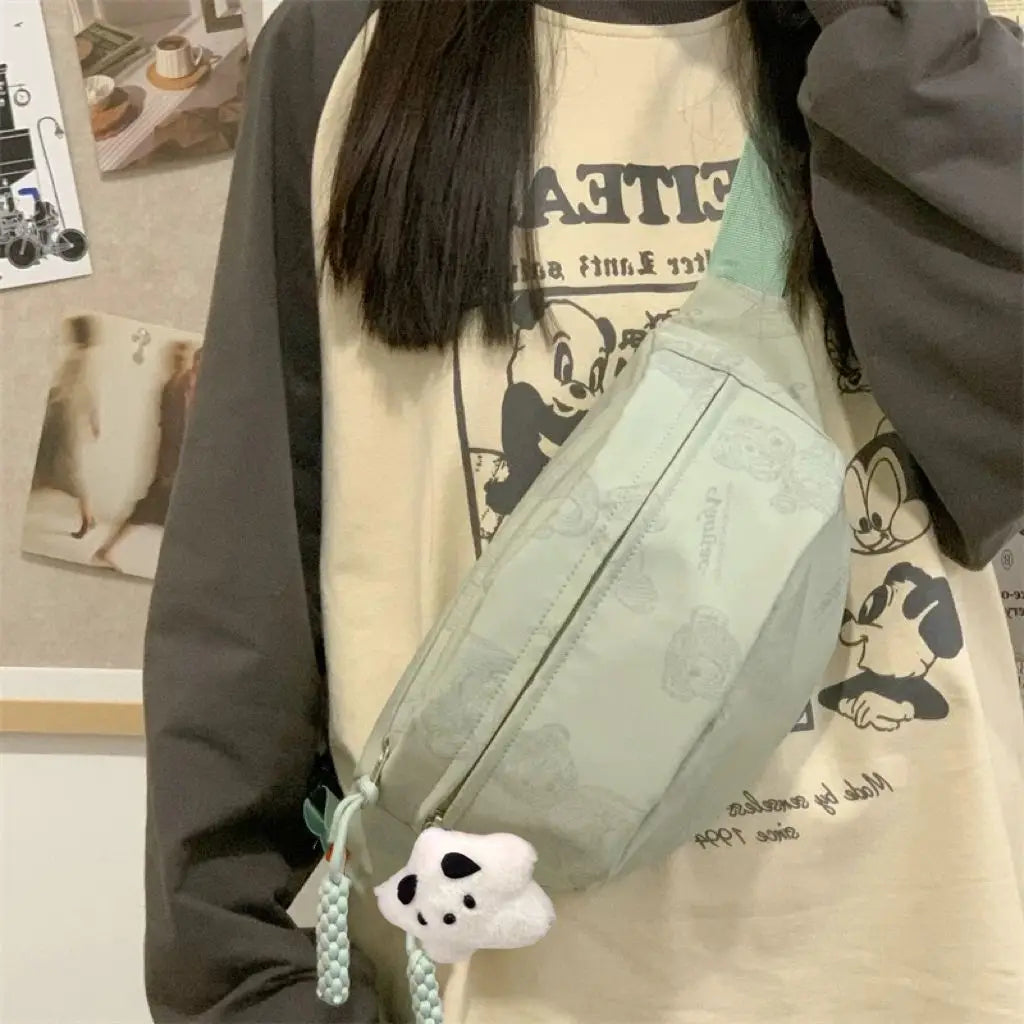 Cyflymder  Cute Little Bear Girl Student Chest Bag, Female Korean Edition Casual Crossbody Bag, Simple and Versatile Waist Bag