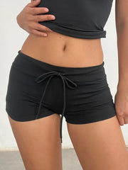 Cyflymder  Women's Low Waist Drawstring Shorts Slim Fit Casual Knit Pants Sporty Bottoms for All Seasons, Comfortable Home Wear