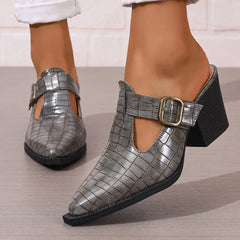 Cyflymder  Pointed Toe Designer Shoes Woman Women's Mules with 6.5cm High Heels Pumps Women Offers Summer Footwear Ladies Buckle Shoe