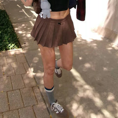 Cyflymder  Preppy Cute Plaid Mini Skirt 90s Vintage Low Rise Micro Pleated Skirt 2000s Retro Y2K Aesthetic Teen Girl Skirt