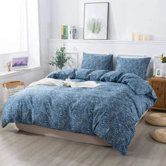 Cyflymder  Blue Floral Queen Comforter Set, Botanical Microfiber Bedding, Lightweight All-Season