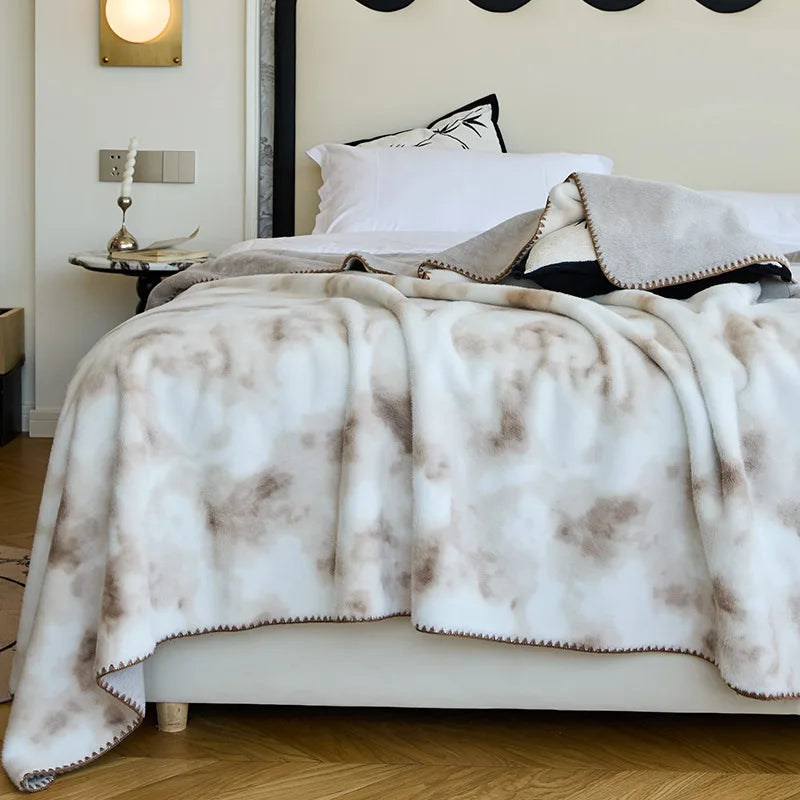 Cyflymder  Luxury Faux Mink Fur Thick Blanket High Quality Cozy Sofa Blanket for Office Nap Skin-Friendly Warm Bed Decoration for Winter