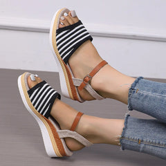 Cyflymder  Women's Braided Casual Sandals Buckle Strap Platform Wedge Sandles for Women 2025 Summer Light Non Slip Walking Sandalias