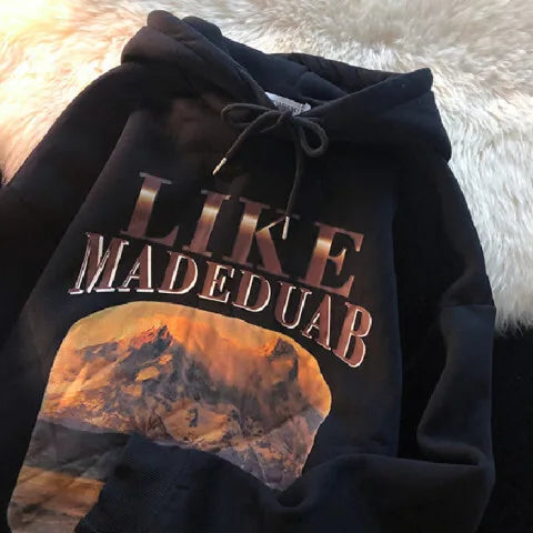 Cyflymder  Retro Streetwear Oil Painting Hoodie Womens Winter Warm Fleece Loose Oversized Coat Fashion Casual Chic Jacket