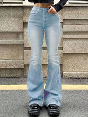 Cyflymder  Woman Vintage High Waist Flare Jeans Female Stretchy Bootcut Tight Denim Pants Women Bell Bottoms Casual Slim Fit Trousers